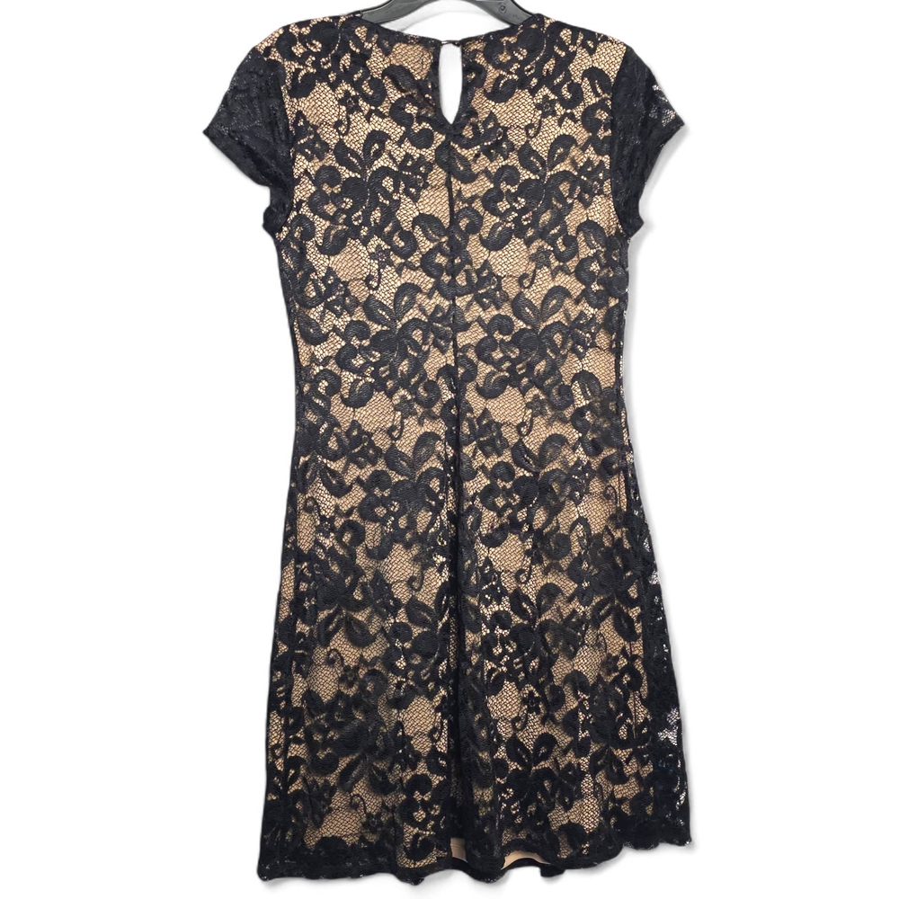 AUW Black and Tan Lace Mini Dress - Picture 2 of 7
